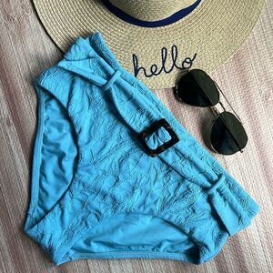 Anthropologie Seafolly Palm Coast Belted Bikini Bottoms In Mint